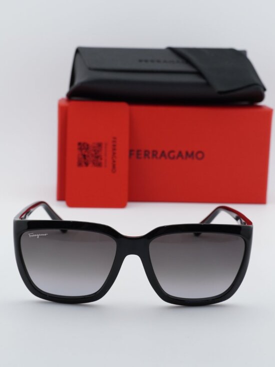 Salvatore Ferragamo SF1018S 001 Square Sunglasses - Black / Grey Gradient main image 7